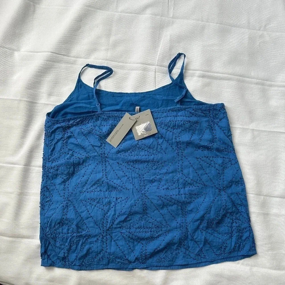 Anthropologie Bl^nk London blue beaded sleeveless top - Picture 3 of 5